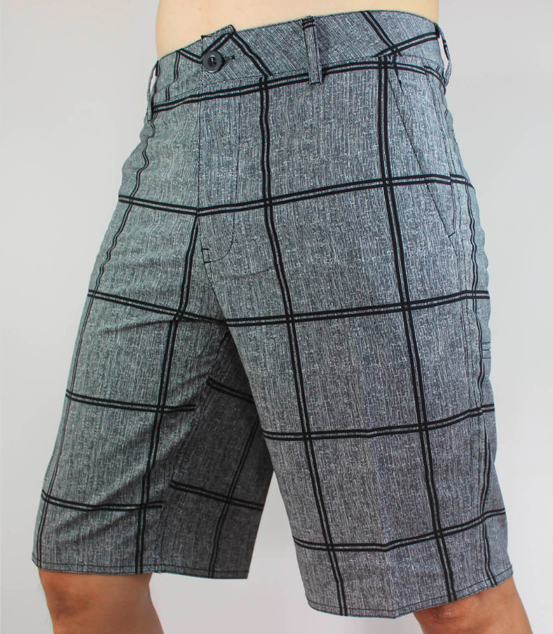 grey plaid mens board shorts